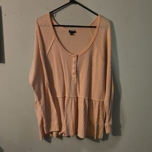 Torrid Orange Pink 3/4 Sleeve Boxy Peplum Blouse